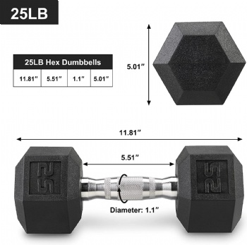 Hex Rubber Dumbbell