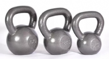 Grey Cast Iron Kettlebell Set