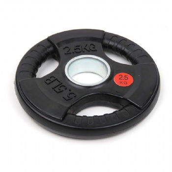 3 Hole Black Rubber Coated Weight Plate
