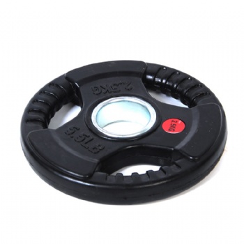 3 Hole Black Rubber Coated Weight Plate