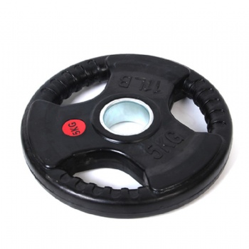 3 Hole Black Rubber Coated Weight Plate