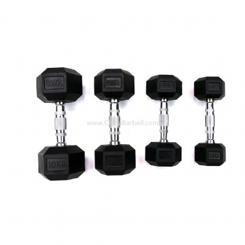 Black Hex Rubber Dumbbell - CB-DB022
