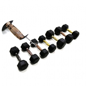 Black Hex Rubber Dumbbell colour Handle - CB-DB023