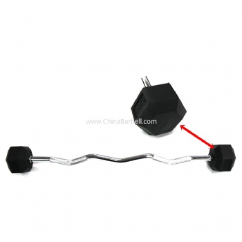 Hex End  Rubber Fix Barbell—Curl Bar - CB-DB034