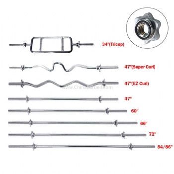 Chrome Threaded Bar with Star Collars - CB-BR029